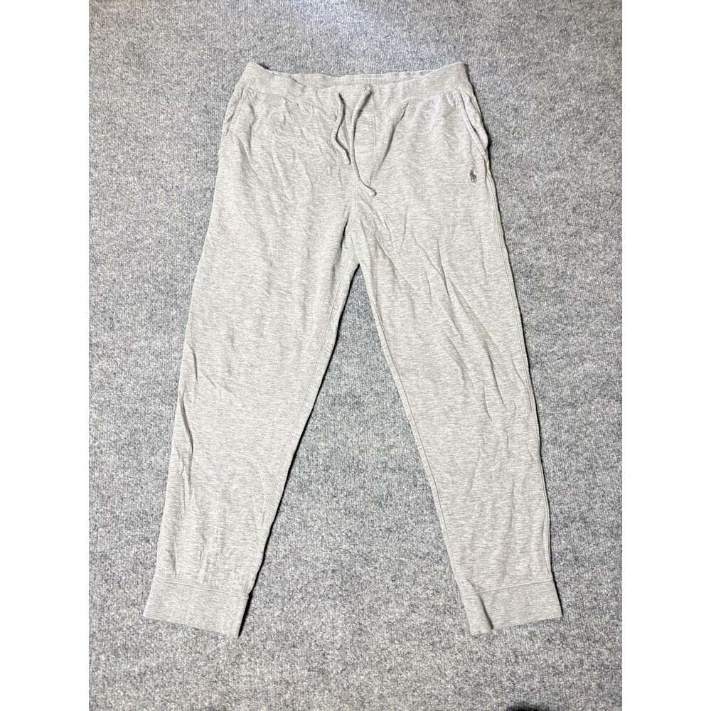 Polo Ralph Lauren Sweatpants Mens L Gray French Terry Jogger Elastic Waist Logo